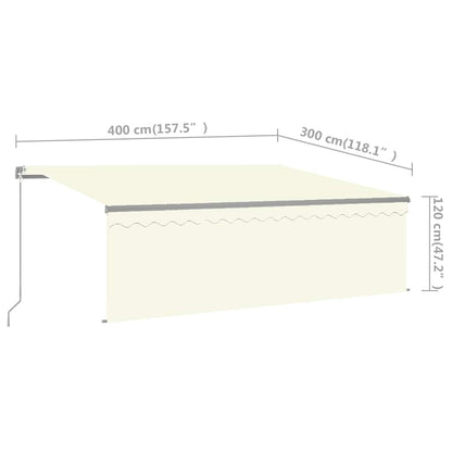 Tenda da Sole Retrattile Manuale con LED 4x3 m Crema