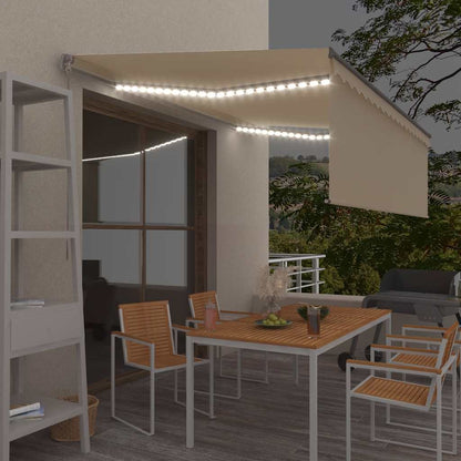 Tenda da Sole Retrattile Manuale con LED 4x3 m Crema