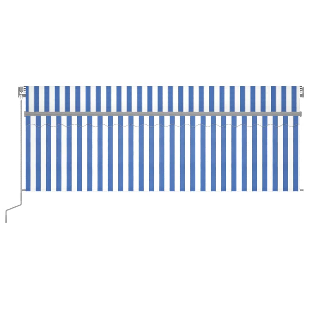 Tenda Sole Retrattile Manuale con Parasole 4,5x3m Blu e Bianco