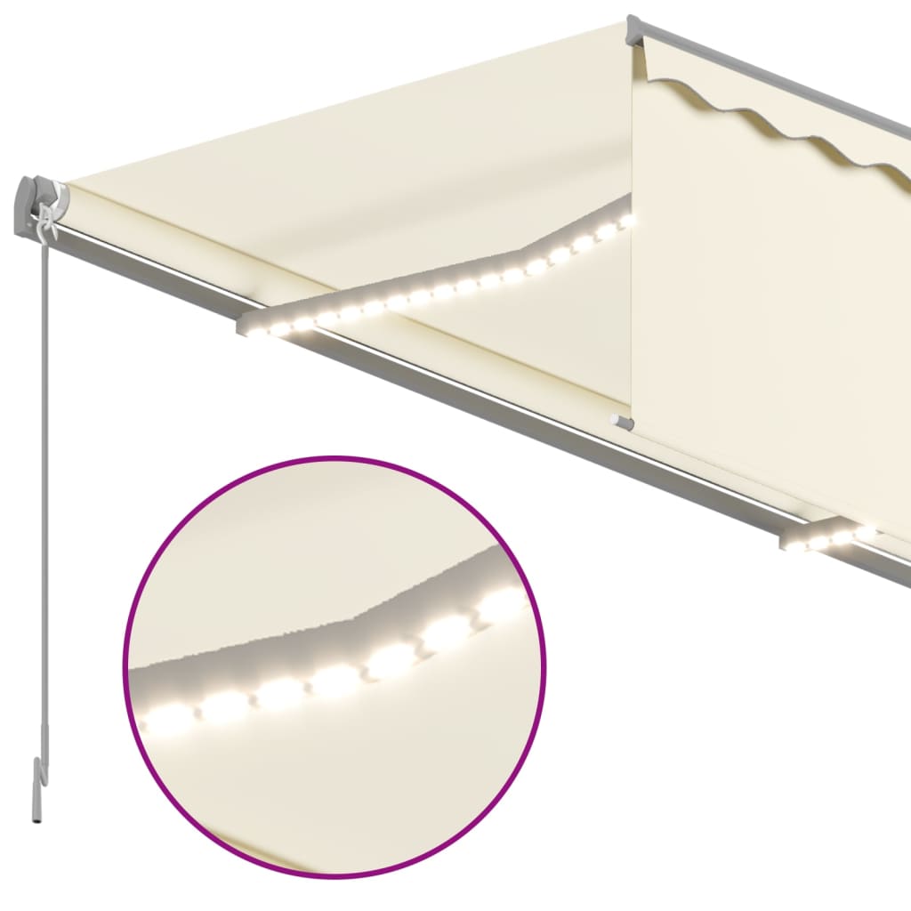 Tenda da Sole Retrattile con Parasole e LED 4,5x3 m Crema