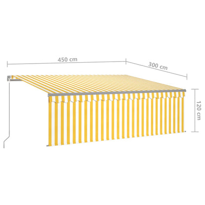 Tenda da Sole Retrattile Parasole e LED 4,5x3m Gialla e Bianca