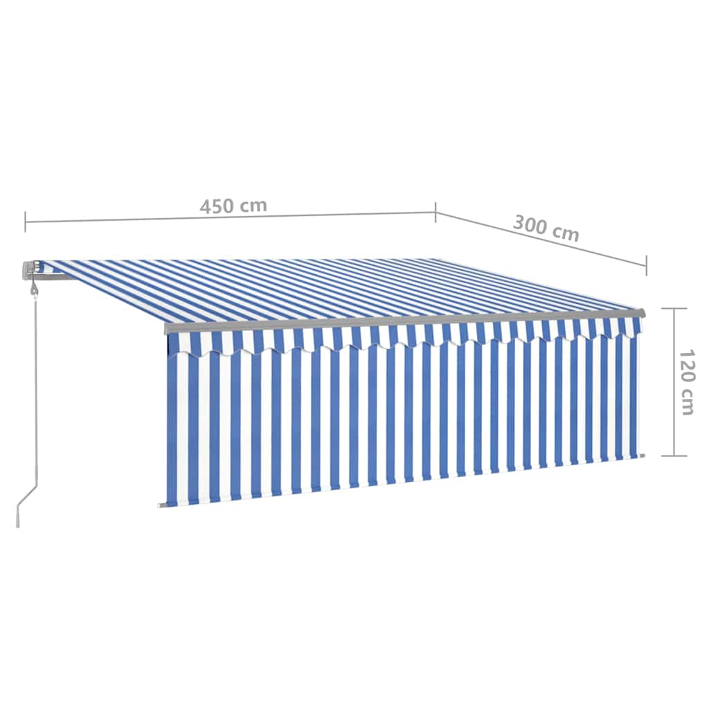 Tenda Automatica Parasole LED Sensore Vento 4,5x3 m Blu Bianco | homemem39