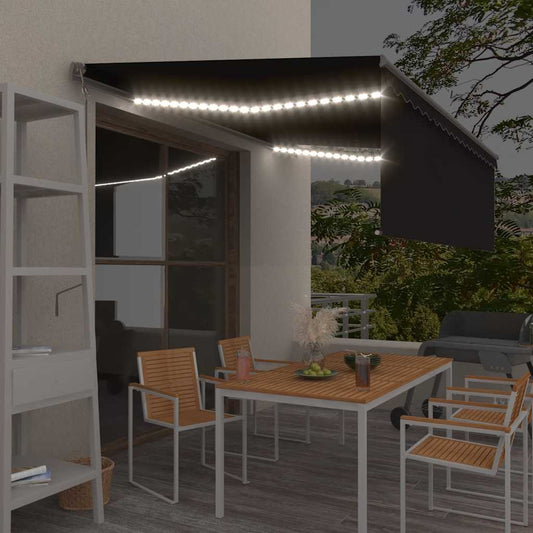 Tenda Automatica Parasole LED Sensore Vento 4,5x3 m Antracite - homemem39