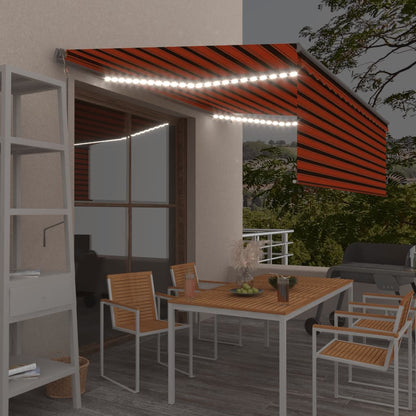 Tenda Automatica LED Sensore Vento 4,5x3 m Arancione e Marrone | homemem39