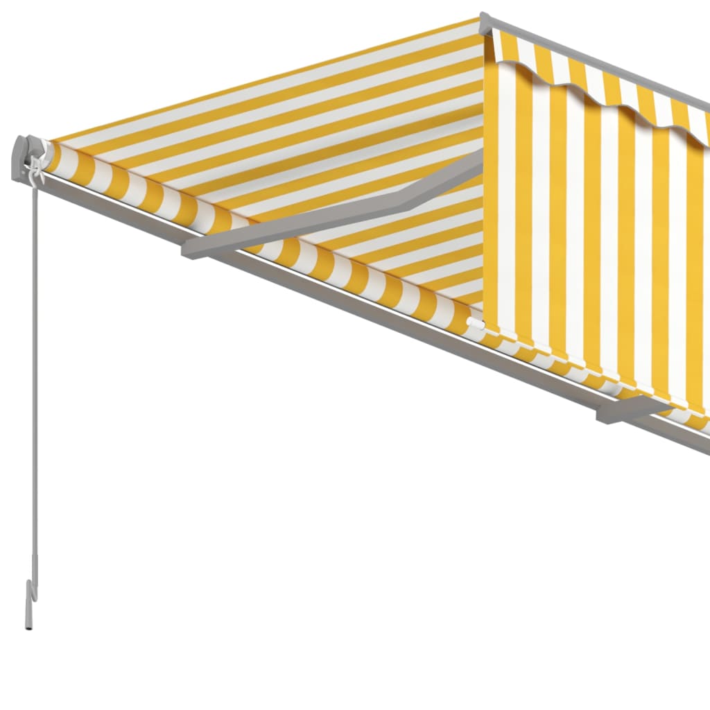 Tenda Sole Retrattile Manuale con Parasole 5x3m Gialla Bianca