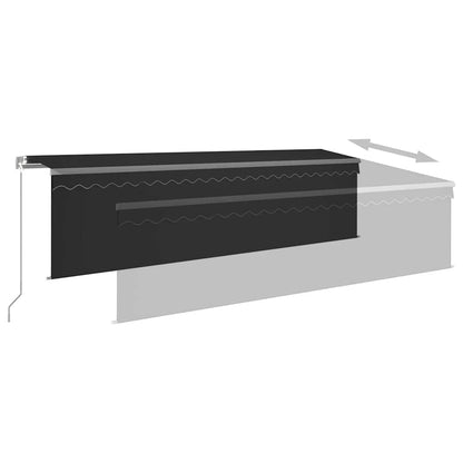Tenda Sole Retrattile Manuale Parasole LED 5x3m Antracite