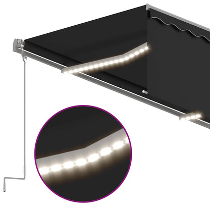 Tenda Sole Retrattile Manuale Parasole LED 5x3m Antracite | homemem39