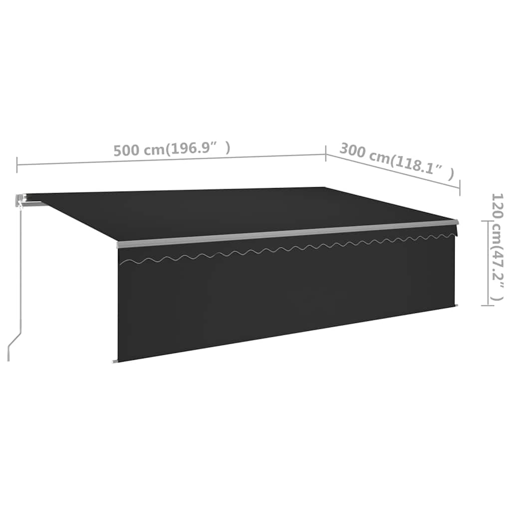 Tenda Sole Retrattile Manuale Parasole LED 5x3m Antracite | homemem39