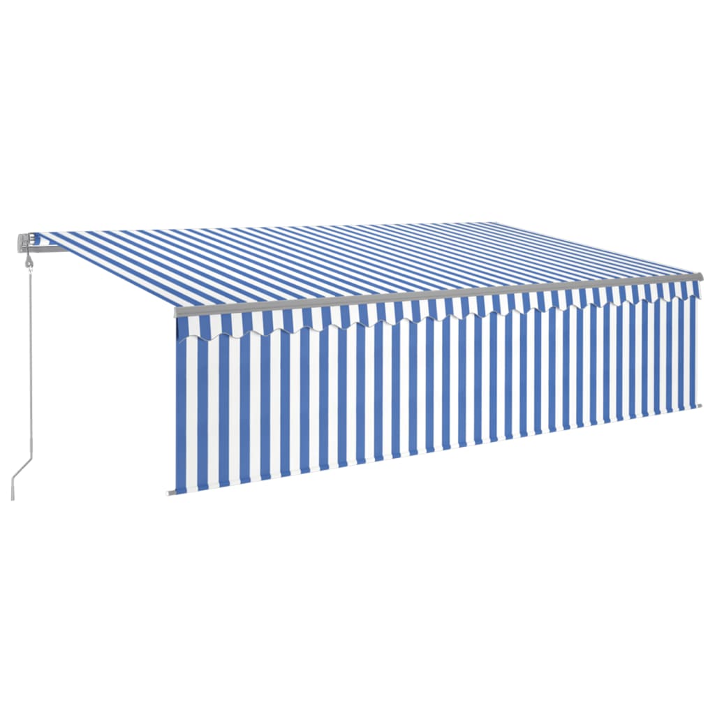 Tenda Sole Retrattile Automatica Parasole 5x3 m Blu Bianco - homemem39