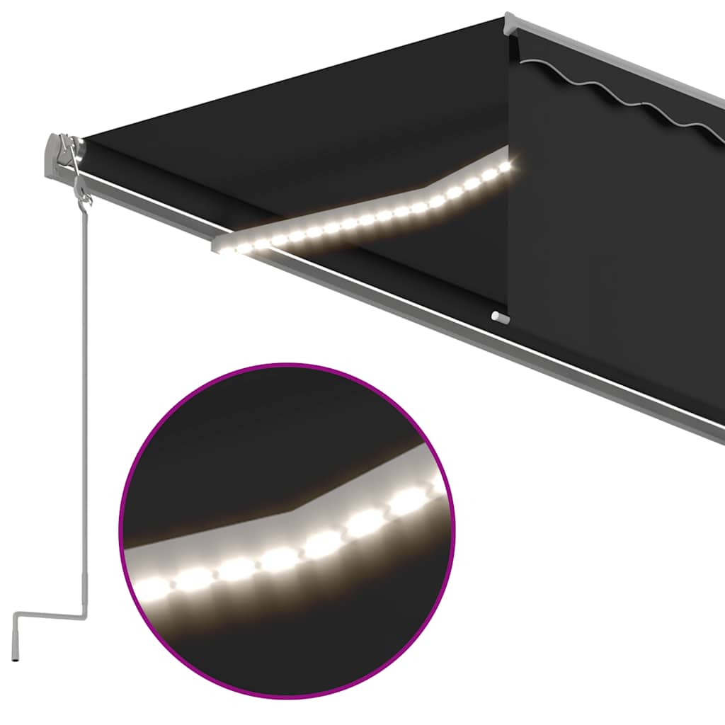 Tenda Automatica con Parasole Sensore Vento e LED 5x3 Antracite | homemem39