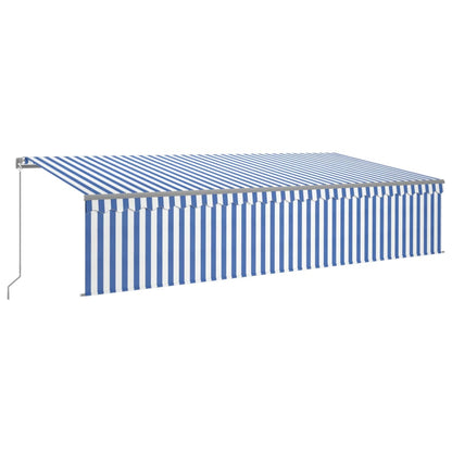 Tenda Sole Retrattile Manuale con Parasole 6x3m Blu e Bianc6