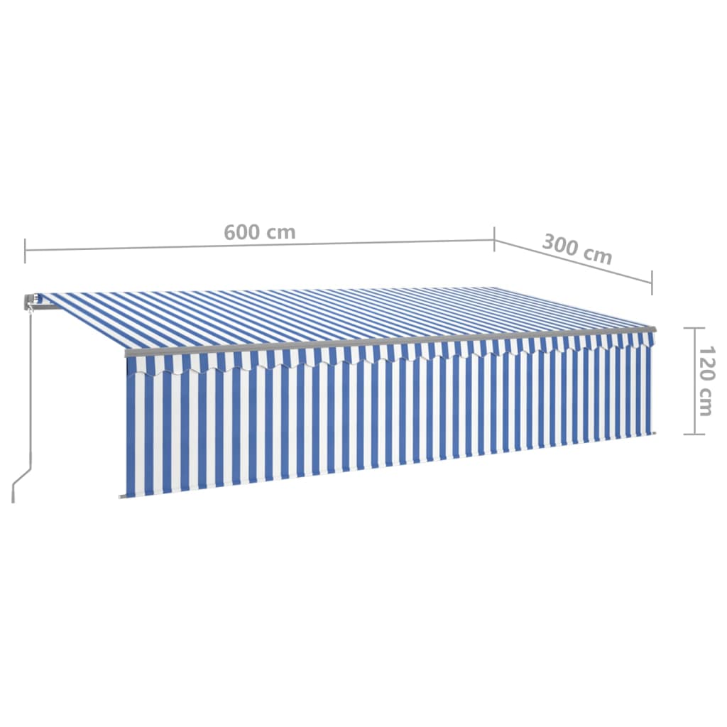 Tenda Sole Retrattile Manuale con Parasole 6x3m Blu e Bianc6