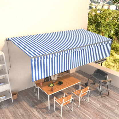 Tenda Sole Retrattile Manuale con Parasole 6x3m Blu e Bianc6