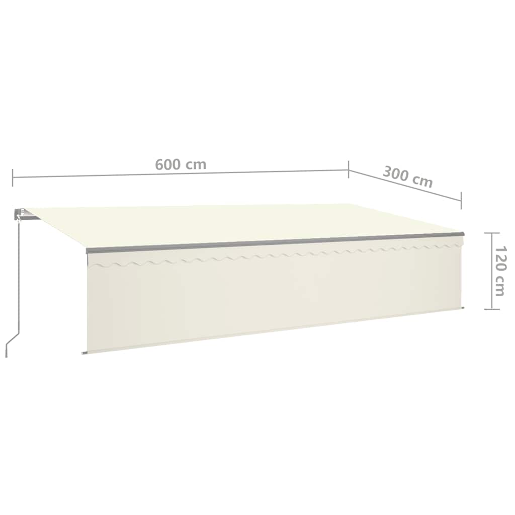 Tenda da Sole Retrattile Manuale con LED 6x3 m Crema | homemem39