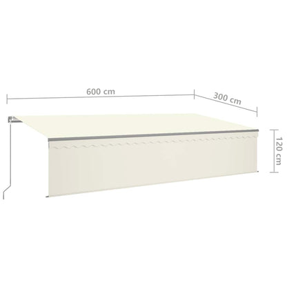 Tenda da Sole Retrattile Manuale con LED 6x3 m Crema | homemem39