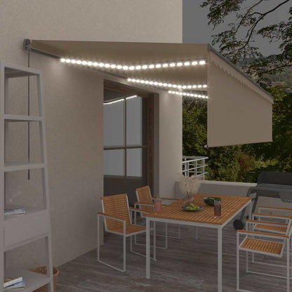 Tenda da Sole Retrattile Manuale con LED 6x3 m Crema | homemem39