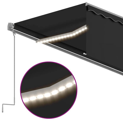 Tenda da Sole Retrattile Manuale con LED 6x3 m Antracite | homemem39