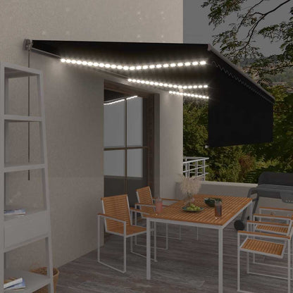 Tenda da Sole Retrattile Manuale con LED 6x3 m Antracite | homemem39
