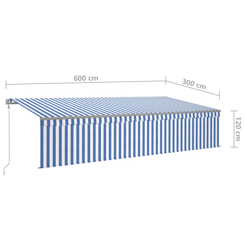 Tenda Sole Retrattile Automatica con Parasole 6x3m Blu Bianco