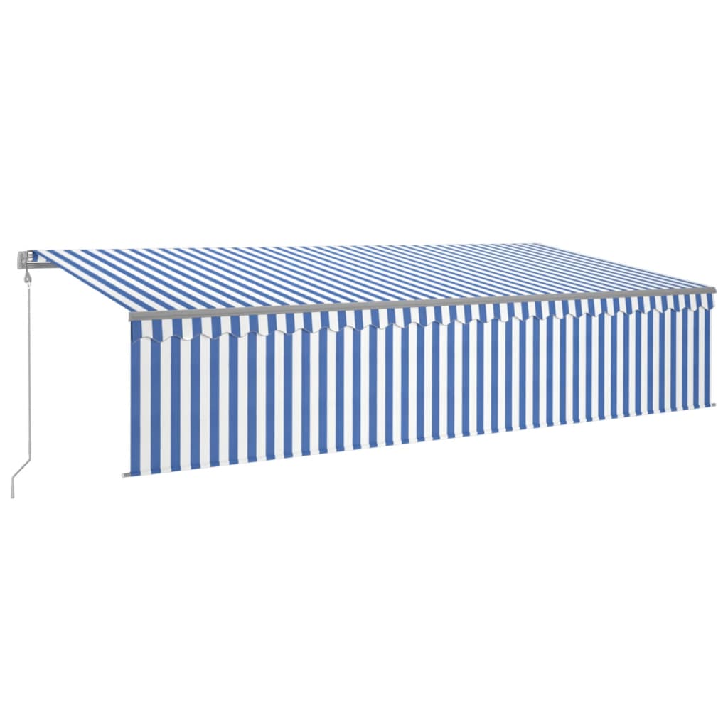 Tenda Automatica Parasole Sensore Vento LED 6x3m Blu Bianca