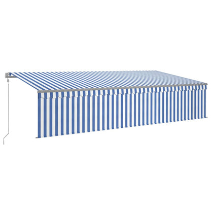 Tenda Automatica Parasole Sensore Vento LED 6x3m Blu Bianca