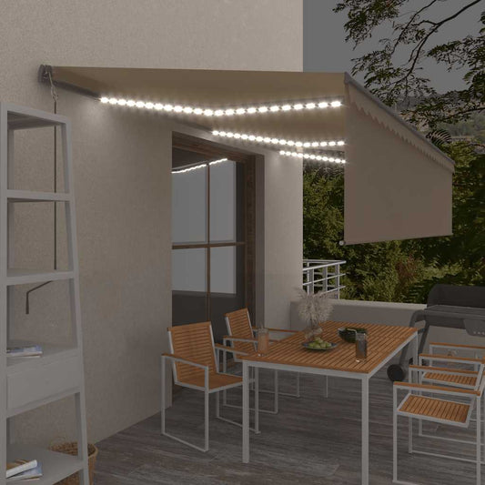 Tenda Automatica con Parasole LED e Sensore Vento 6x3 m Crema | homemem39