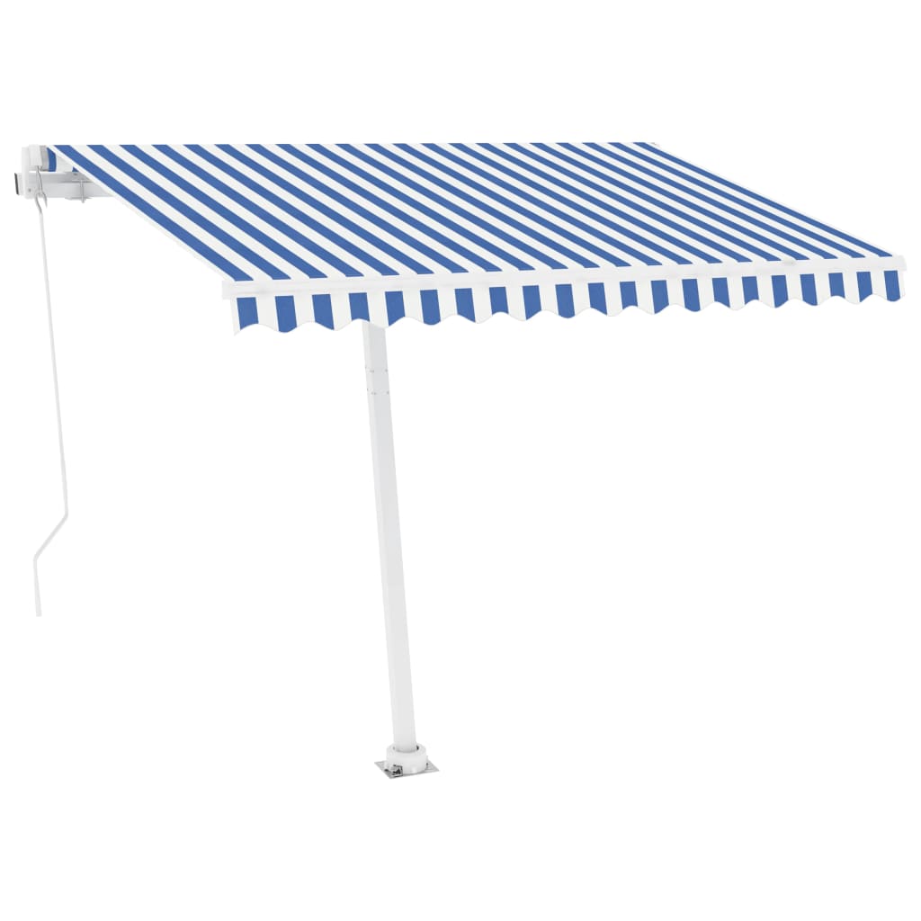 Tenda da Sole Manuale Autoportante 300x250 cm Blu e Bianca - homemem39