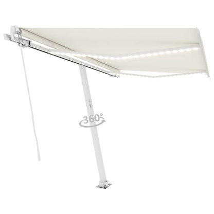 Tenda da Sole Retrattile Manuale con LED 300x250 cm Crema - homemem39
