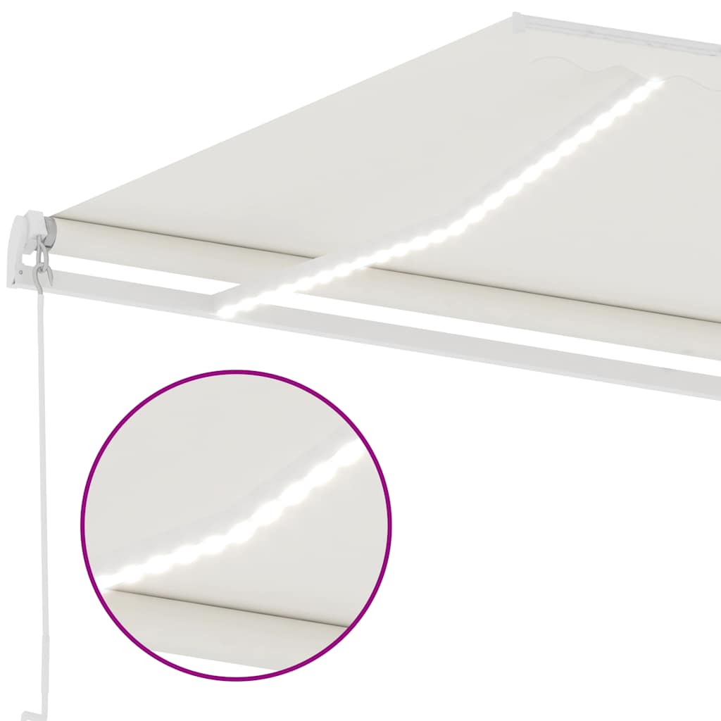 Tenda da Sole Retrattile Manuale con LED 300x250 cm Crema - homemem39
