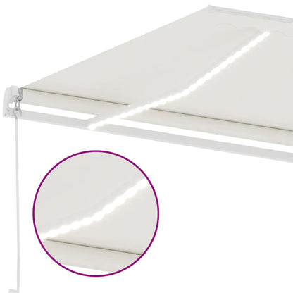 Tenda da Sole Retrattile Manuale con LED 300x250 cm Crema - homemem39