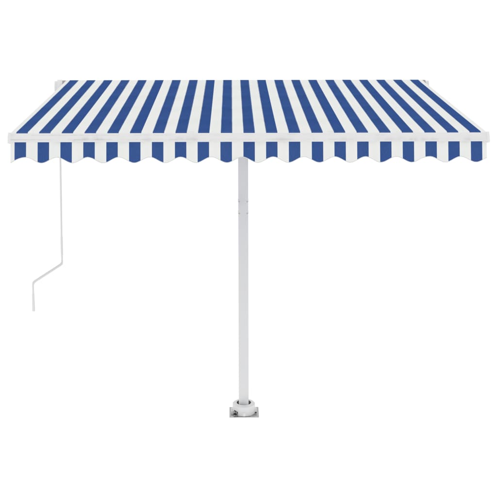 Tenda Automatica con Sensore Vento e LED 300x250 cm Blu Bianca