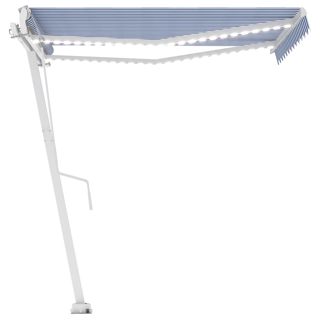 Tenda Automatica con Sensore Vento e LED 300x250 cm Blu Bianca