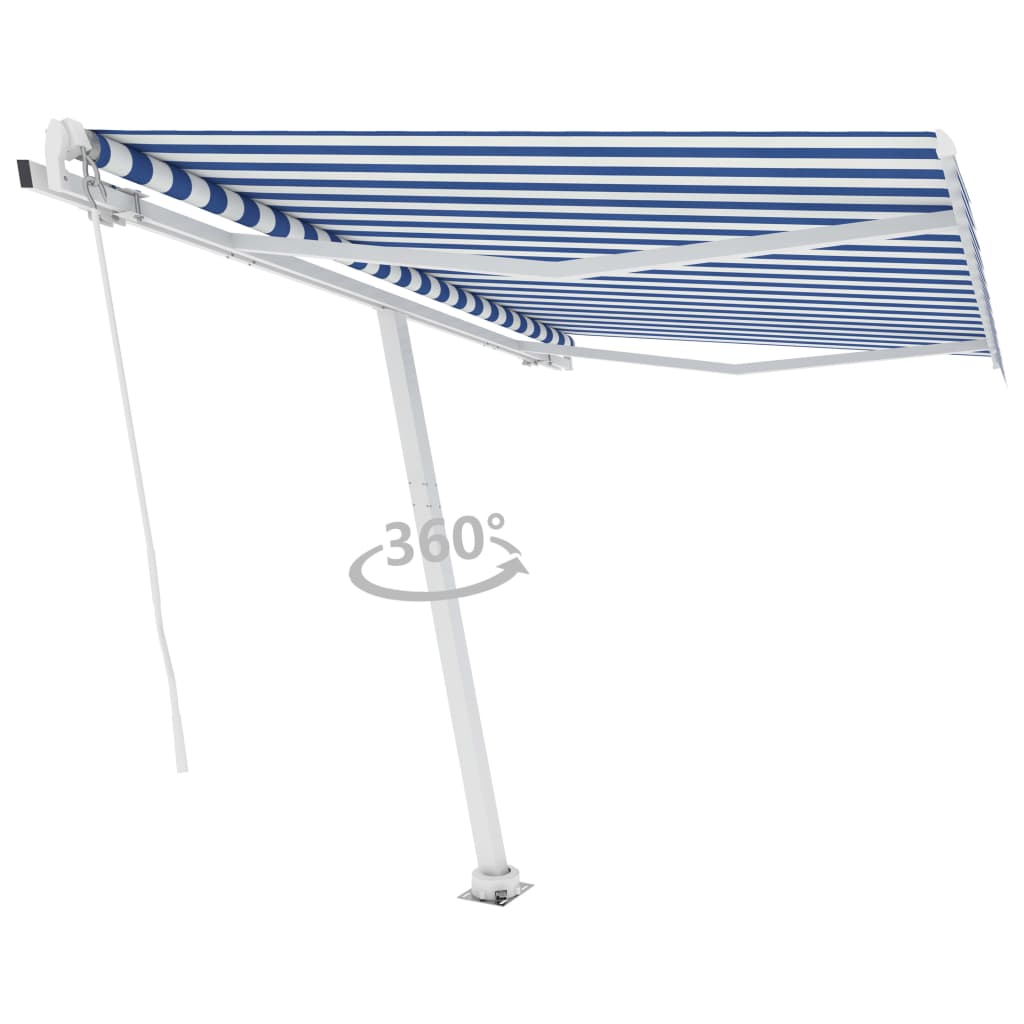 Tenda da Sole Manuale Autoportante 350x250 cm Blu/Bianca - homemem39