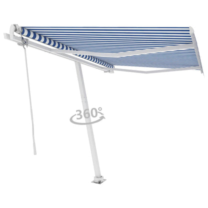 Tenda da Sole Automatica Autoportante 350x250 cm Blu e Bianca - homemem39