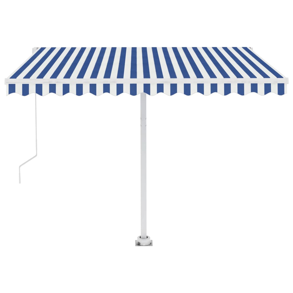 Tenda Automatica con Sensore Vento e LED 350x250 cm Blu Bianca