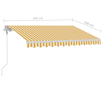 Tenda Automatica Sensore Vento e LED 350x250 cm Gialla Bianca