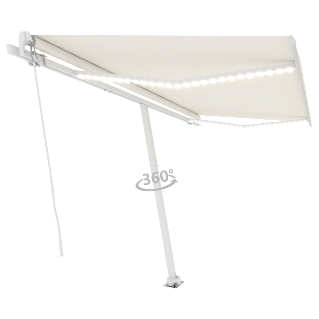 Tenda da Sole Retrattile Manuale con LED 400x300 cm Crema