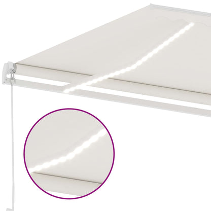 Tenda da Sole Retrattile Manuale con LED 400x300 cm Crema