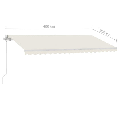 Tenda da Sole Retrattile Manuale con LED 400x300 cm Crema