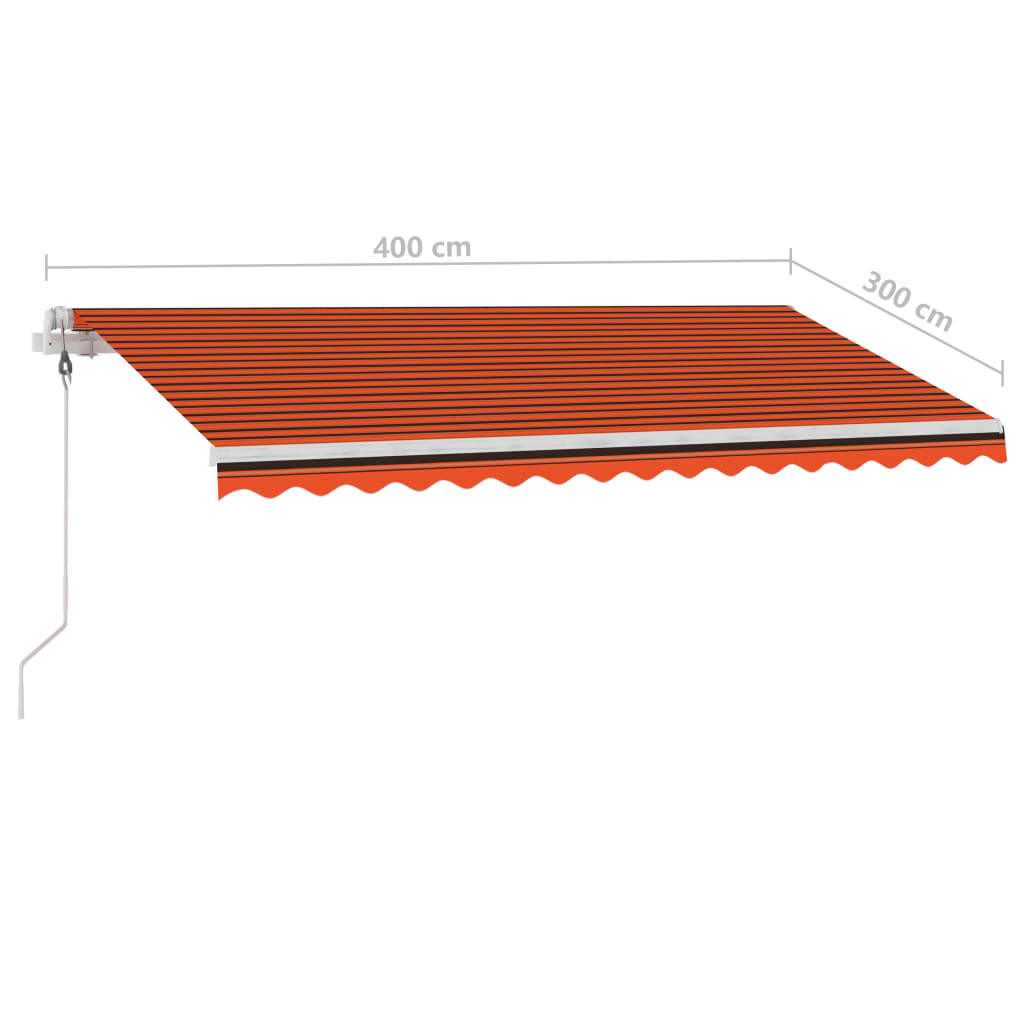 Tenda Automatica Sensore Vento e LED 400x300 cm Arancio Marrone