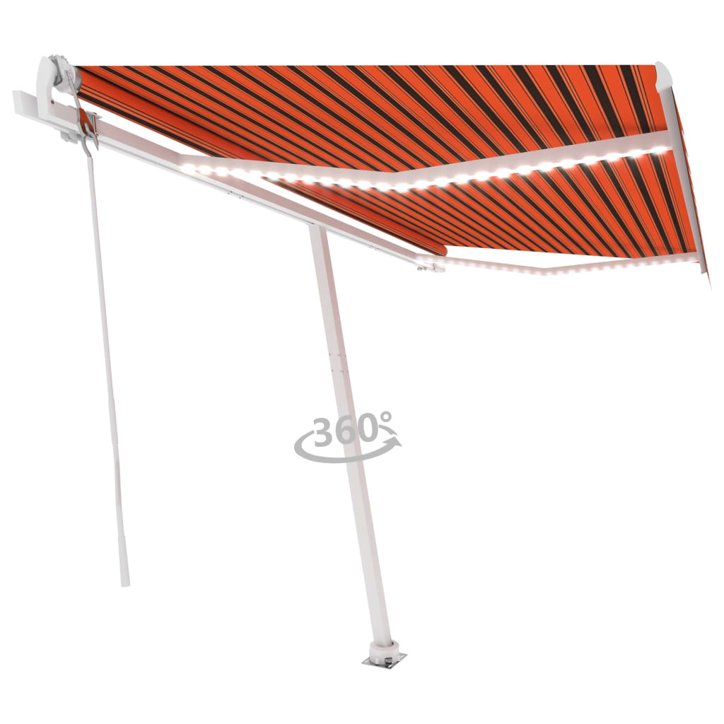 Tenda Automatica Sensore Vento e LED 400x300 cm Arancio Marrone