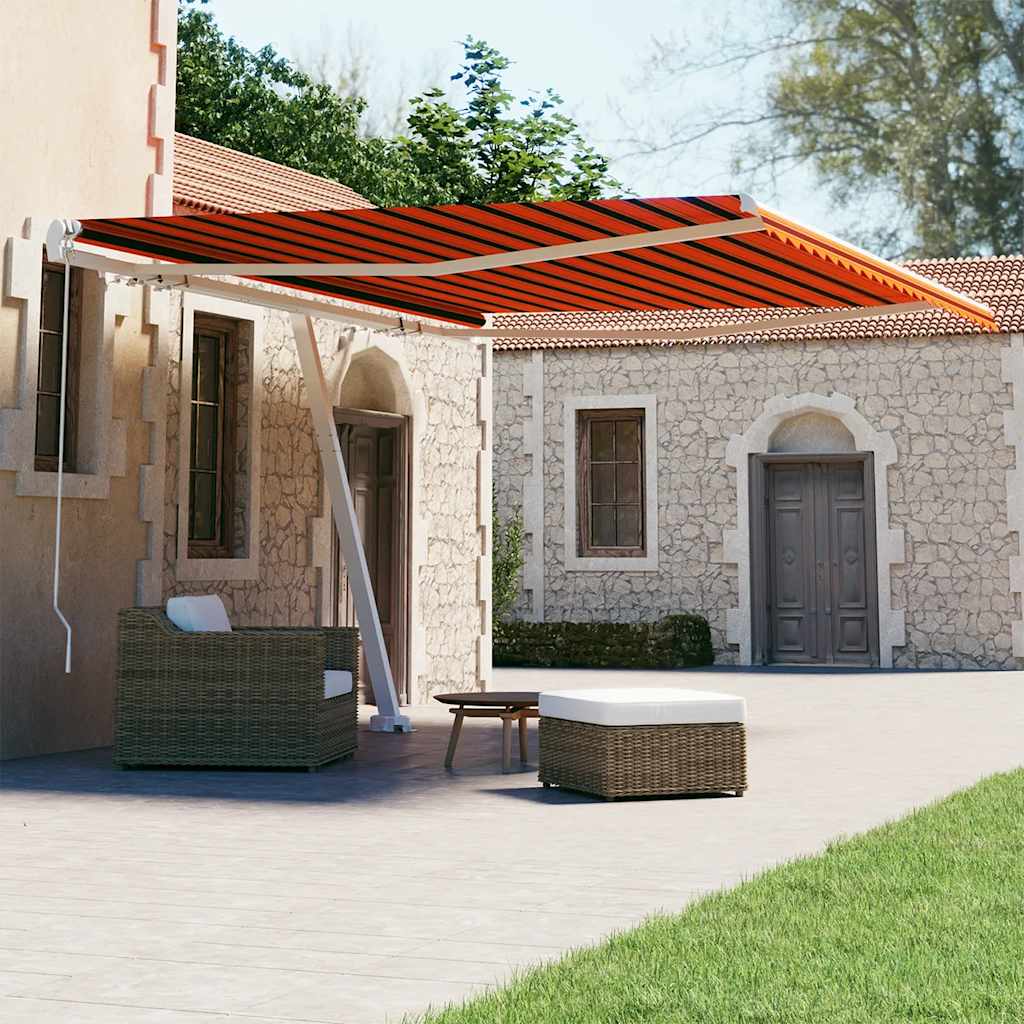 Tenda Retrattile Manuale con Palo 450x300 cm Arancio Marrone - homemem39