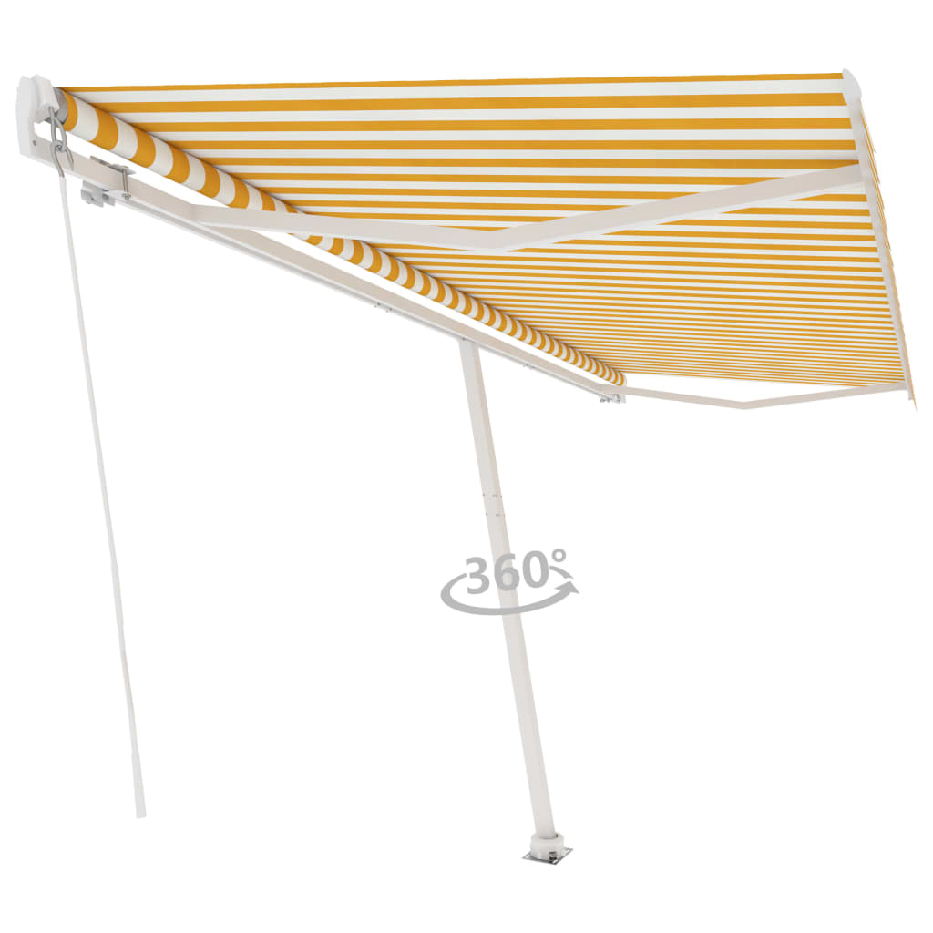 Tenda da Sole Autoportante Manuale 500x300 cm Gialla Bianca - homemem39