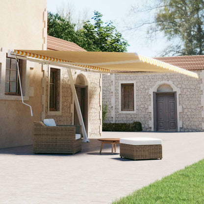 Tenda da Sole Autoportante Manuale 500x300 cm Gialla Bianca - homemem39