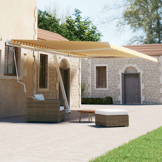 Tenda da Sole Autoportante Manuale 500x300 cm Gialla Bianca - homemem39