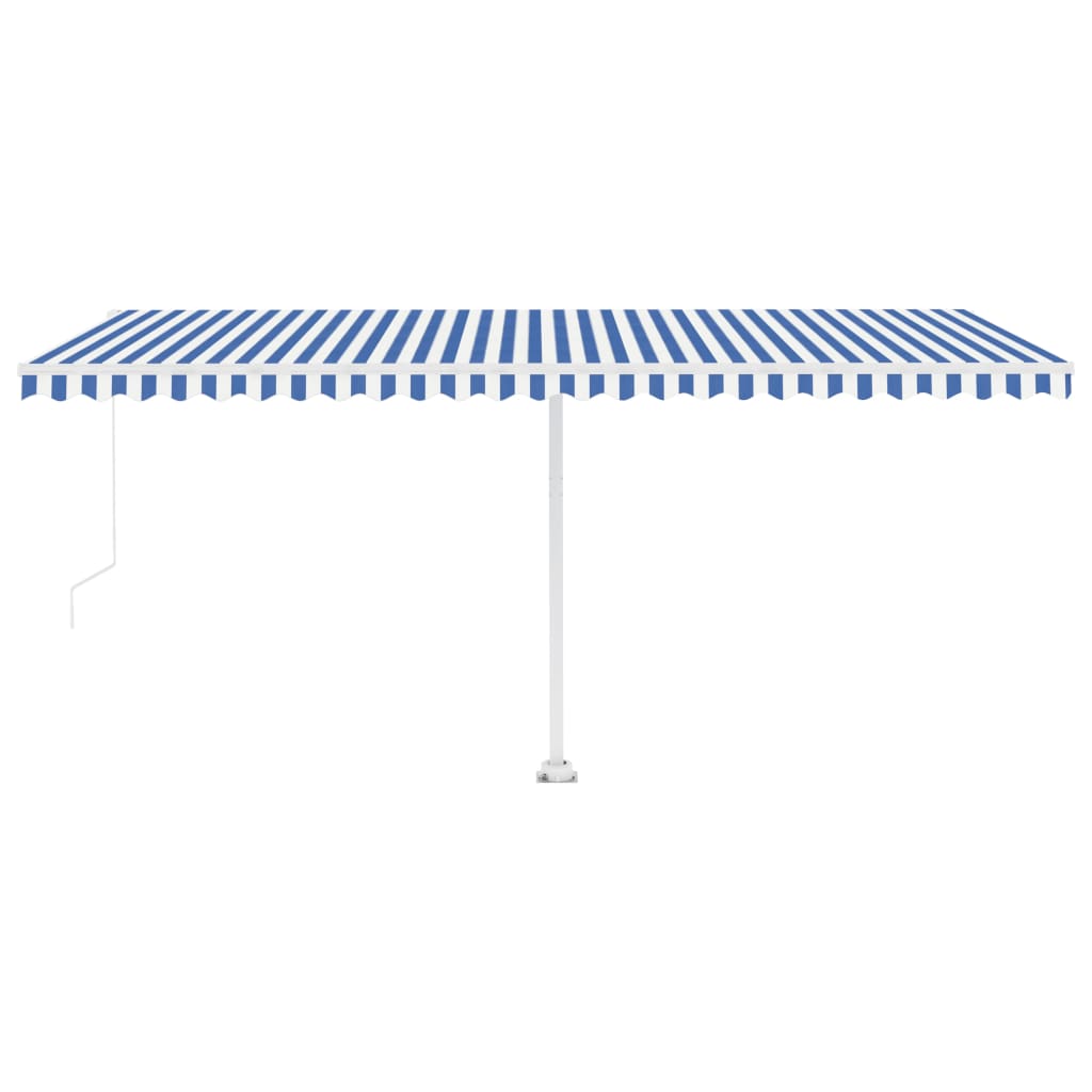 Tenda da Sole Retrattile Manuale con LED 500x300cm Blu e Bianca - homemem39