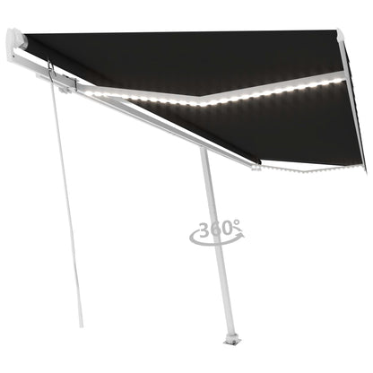 Tenda da Sole Retrattile Manuale con LED 500x300 cm Antracite