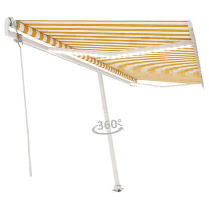Tenda Automatica Sensore Vento e LED 500x300 cm Gialla Bianca - homemem39