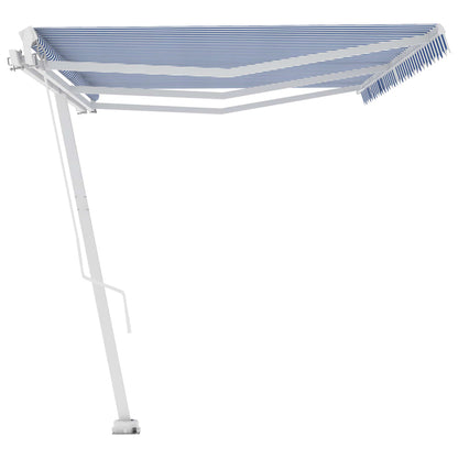 Tenda da Sole Autoportante Manuale 600x300 cm Blu Bianca - homemem39