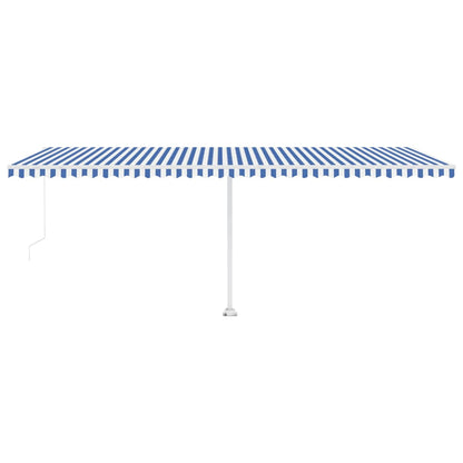 Tenda da Sole Retrattile Manuale con LED 600x300cm Blu e Bianco - homemem39